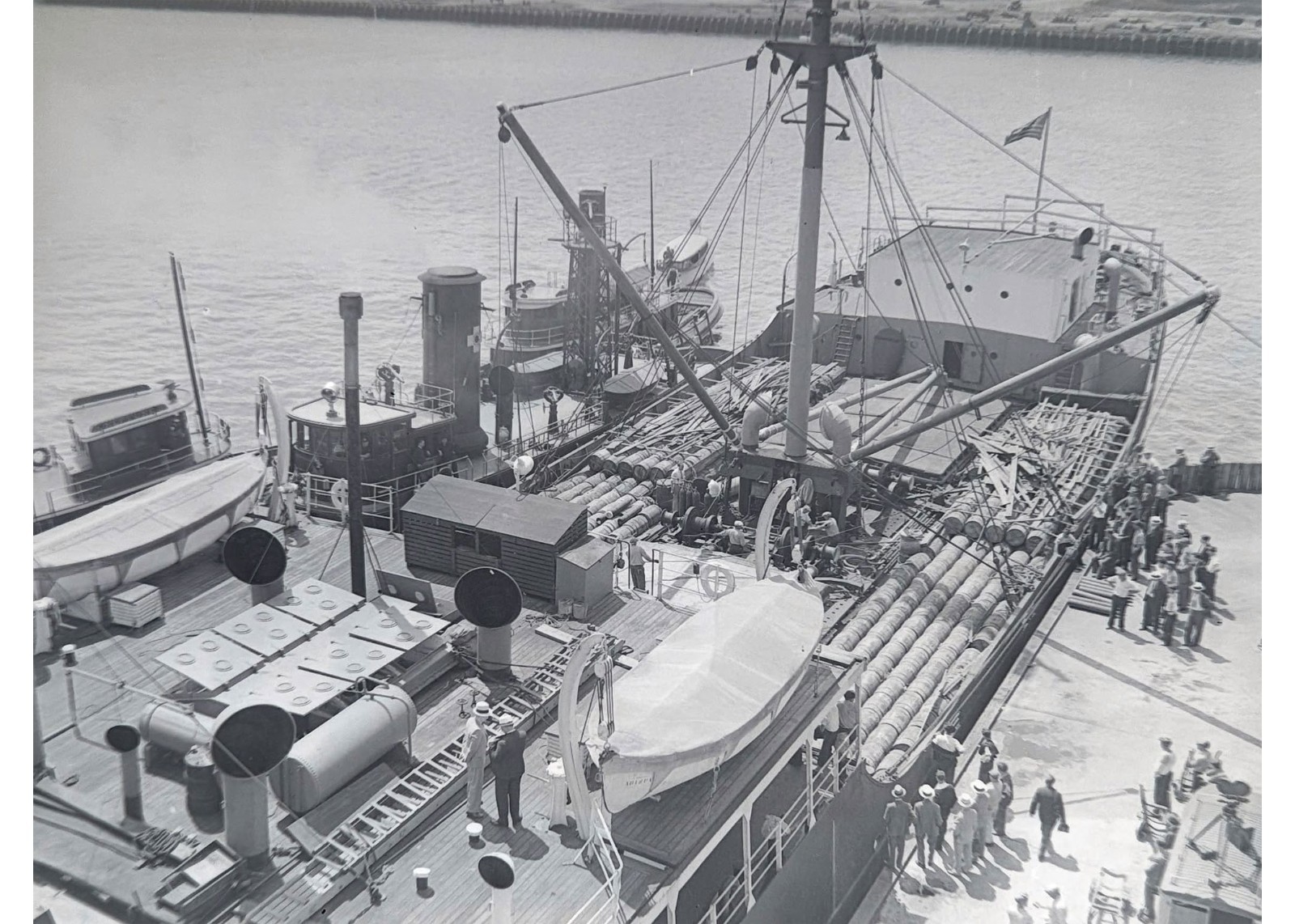 1933 South Boston Waterfront Fire Ruins Cargo Steamer Ship Glass Negative OOAK