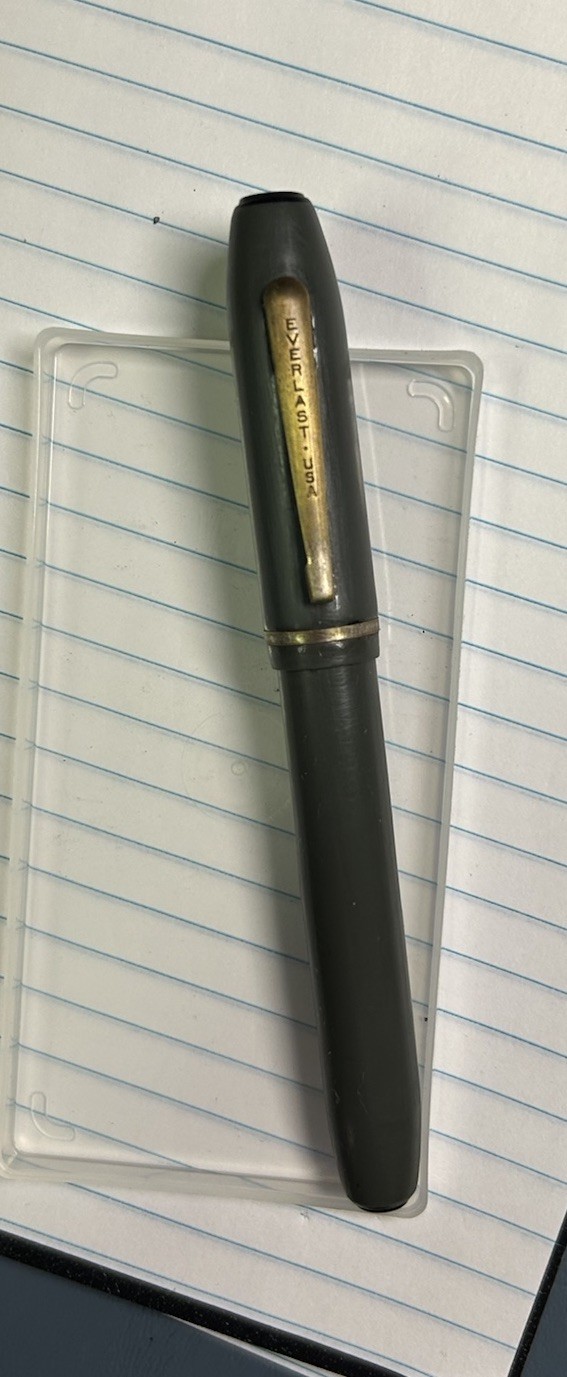 Serviced Vintage 1930s/40s Everlast Fountain Pen Grey Celluloid