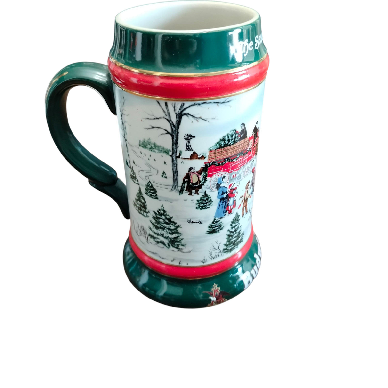 Vintage 1991 Budweiser Holiday Stein The Season's Best Clydesdales Beer Mug