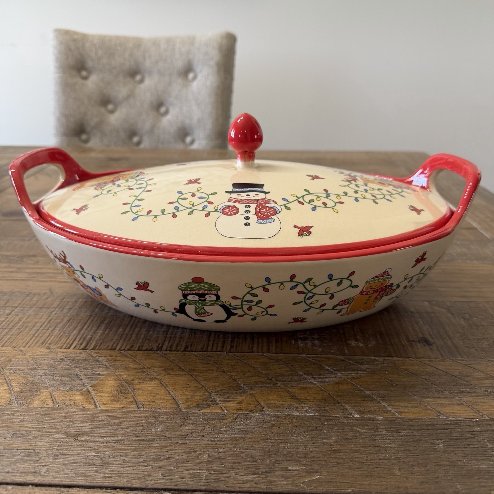 Temp-tations Holiday Winter Whimsy 3 Qt Casserole Dish w/Cover Christmas RARE