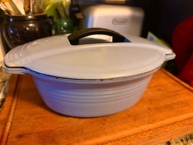 RARE Vintage Le Creuset 27 Oval Dutch Oven 4.2 Qt Periwinkle Art Deco Roaster FR