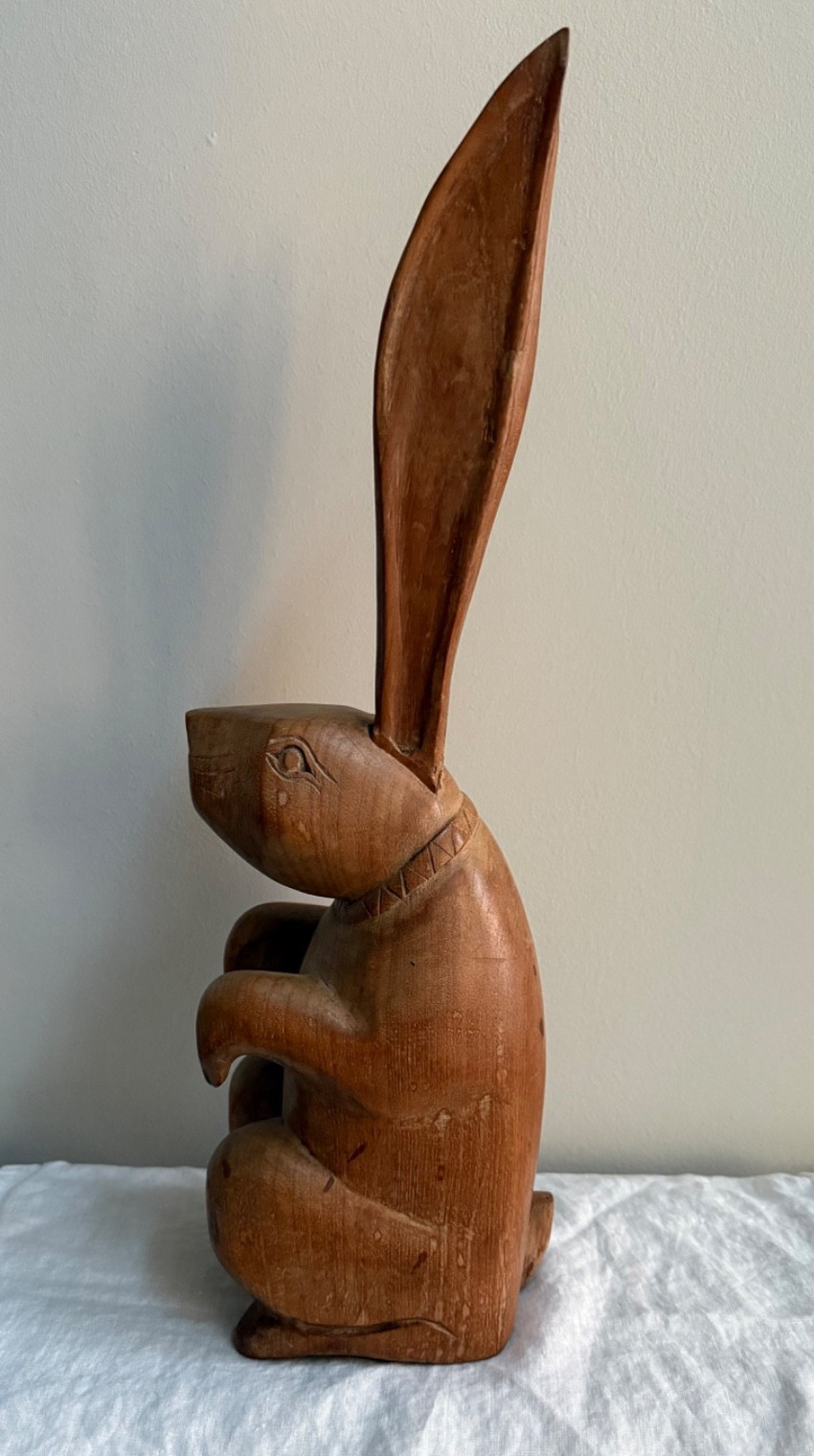 Vintage Large Wooden Carved Rabbit Bunny Sculpture Figurine Brown 21.5 Vintage Large Wooden Carved Rabbit Bunny Sculpture Figurine Brown 21.5