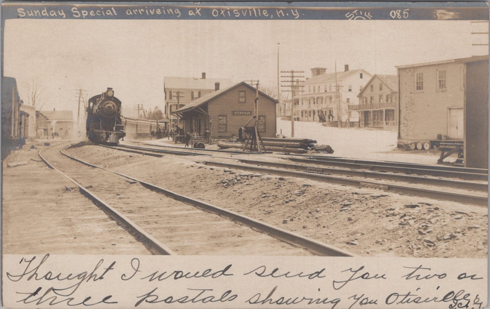 Sunday Special Train Arriving Otisville NY 1908 Railroad Station RPPC Postcard