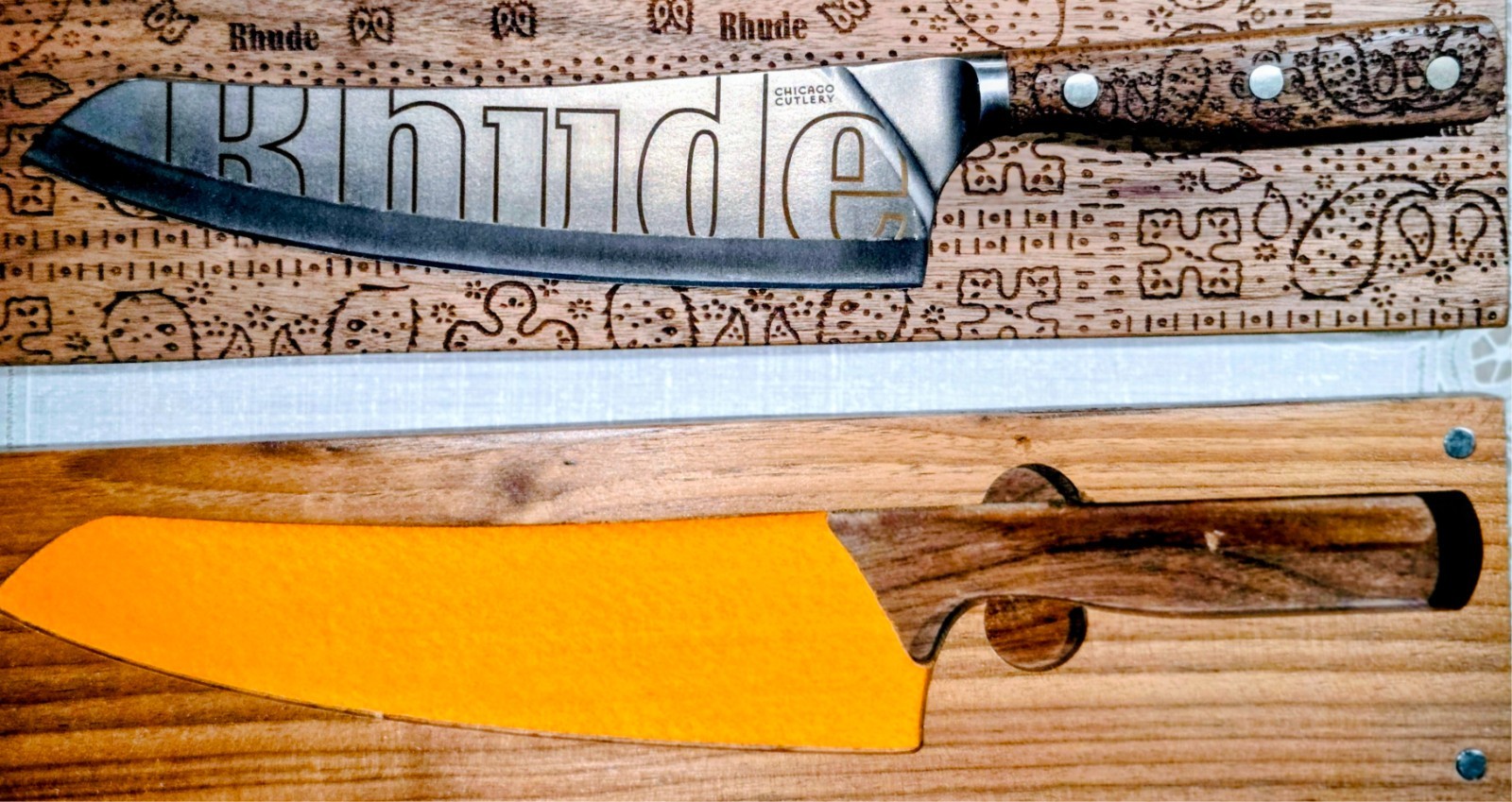 RARE Rhude x Chicago Cutlery Heritage Chef Knife & Block