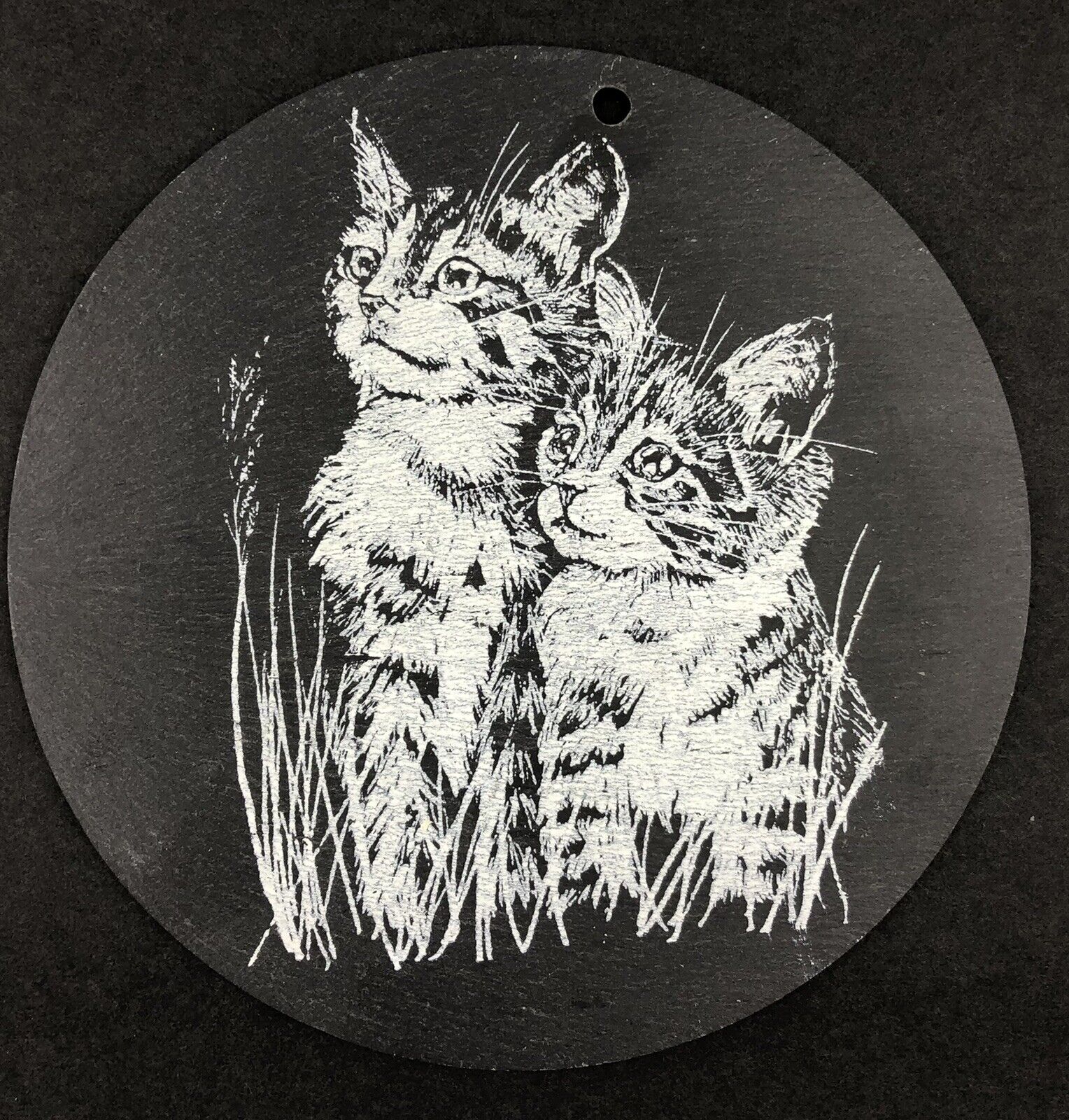 Natural Slate Vintage Wall Plaque Cats and Kittens