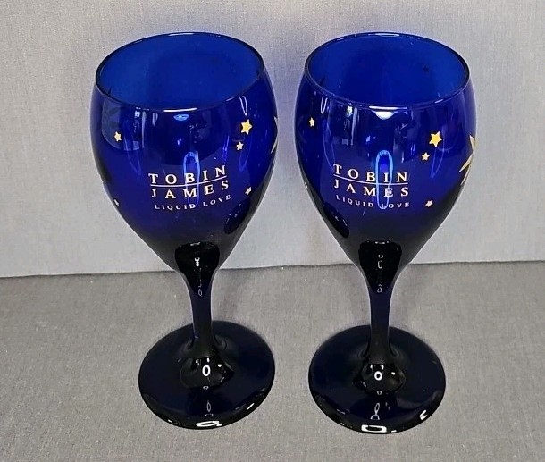 Tobin James Libbey Cobalt Blue Liquid Love Celestial Wine Glasses - Set Of 2