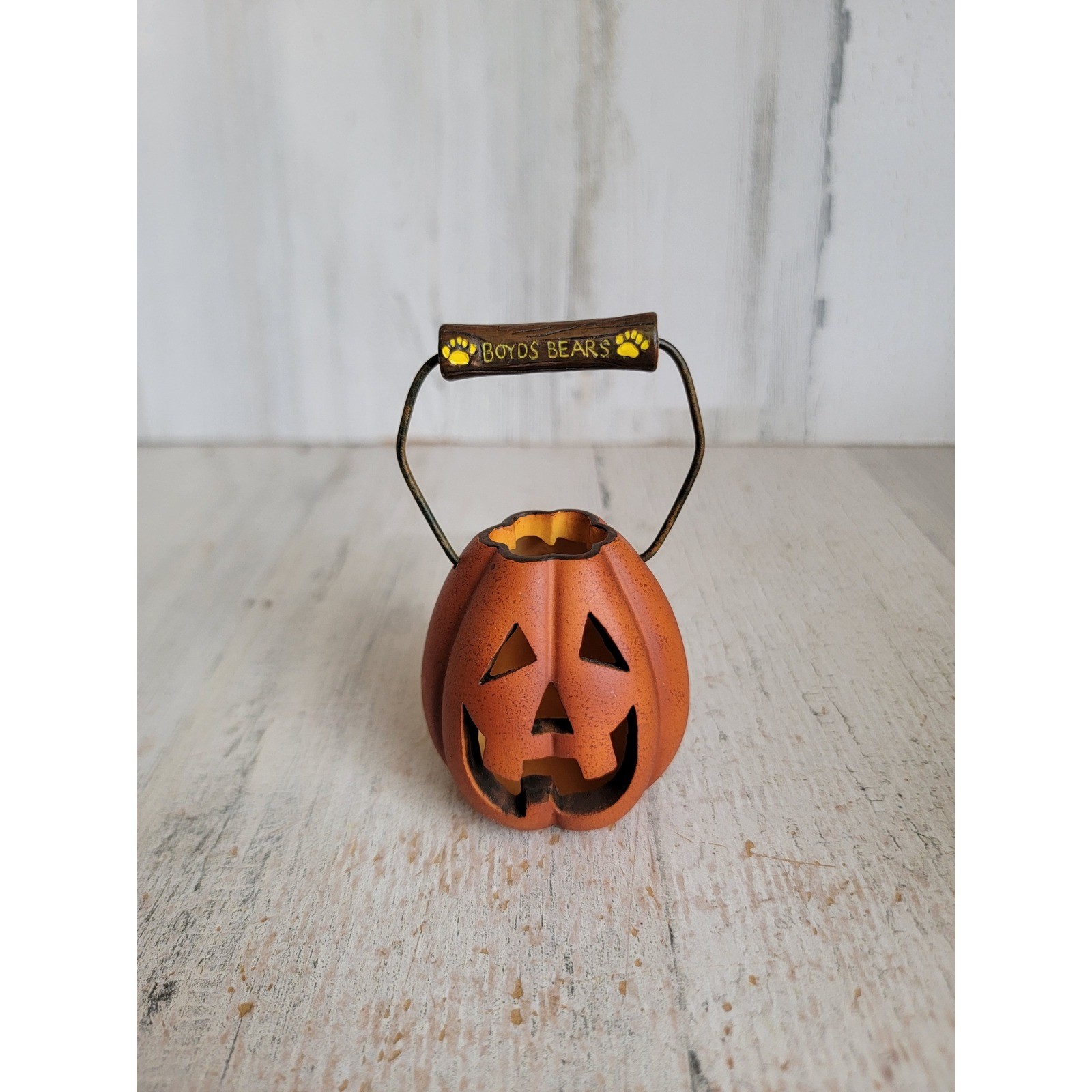 Boyds bear unique Halloween Mini pumpkin jack-o\'-lantern basket home figure