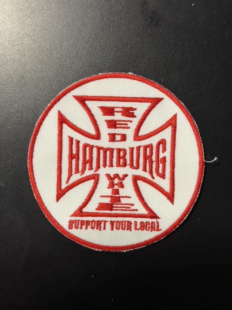 HELLS ANGELS PATCH SUPPORT YOUR LOCAL RED & WHITE HAMBURG 3.50\