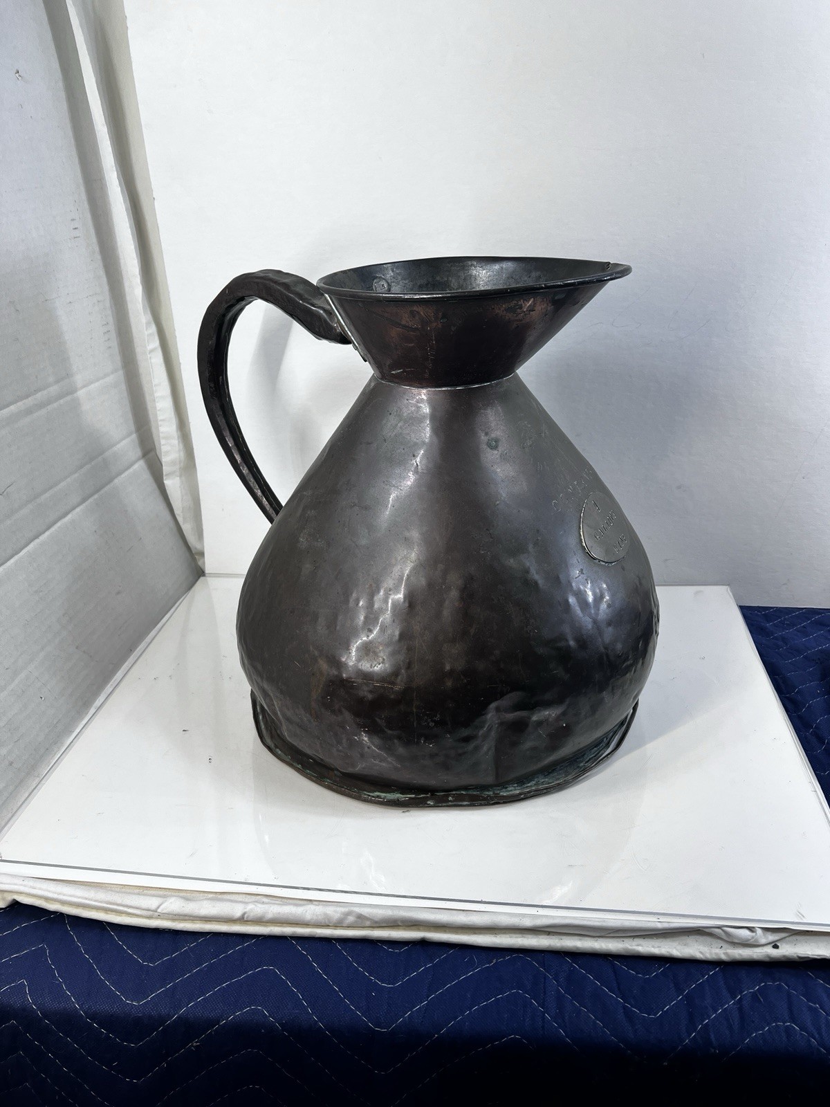 Antique Victorian Huge Copper 4 Gallon Measuring Wine Jug Pitcher Farmhouse