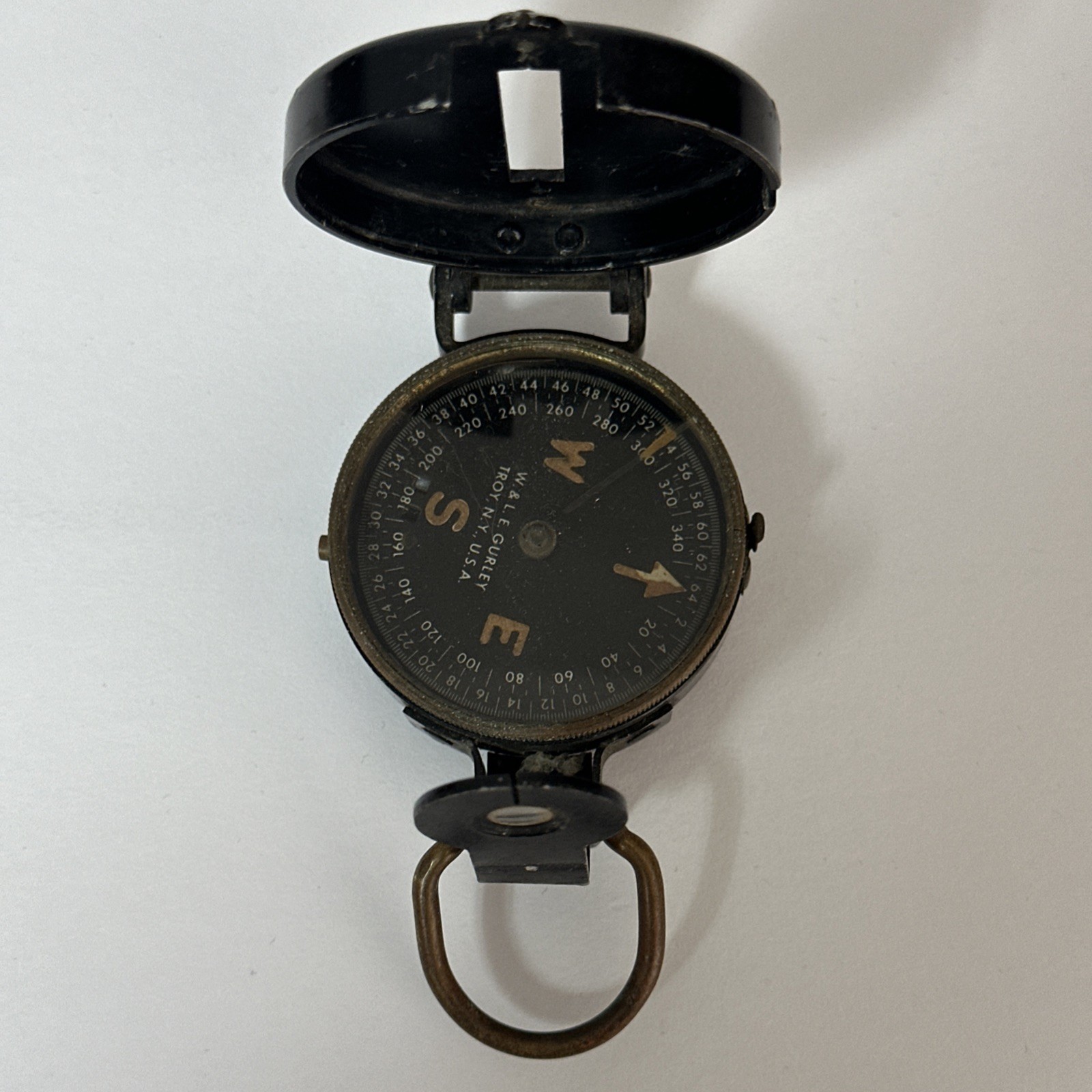 Antique WWII US Army M1938 Lensatic Compass W & L E Gurley Troy NY Works