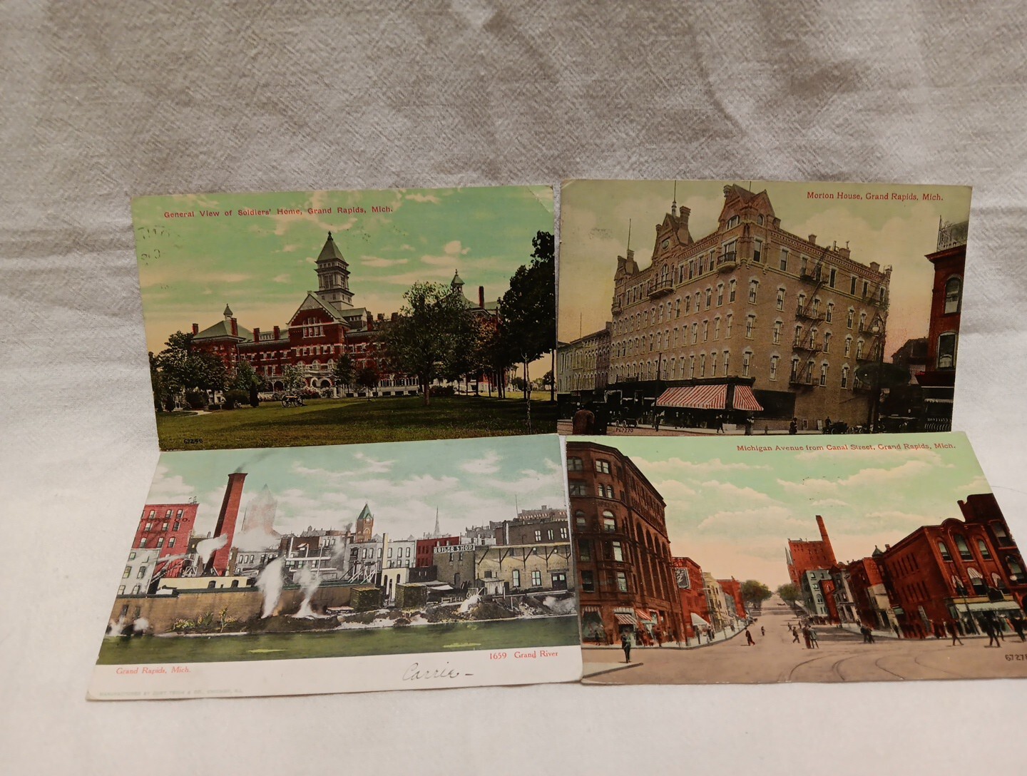Grand Rapids Michigan 4 Cards1907-1915 Morton Bldg ,SOLDIER\'S Home, 2 City Views