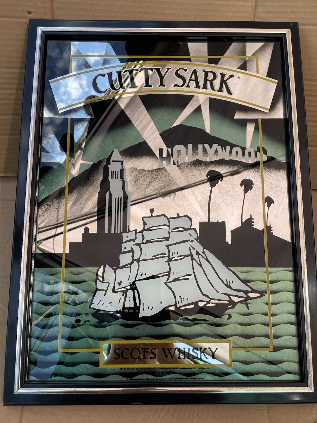 Vintage Cutty Sark Bar Mirror Sign Man Cave  Framed Hollywood