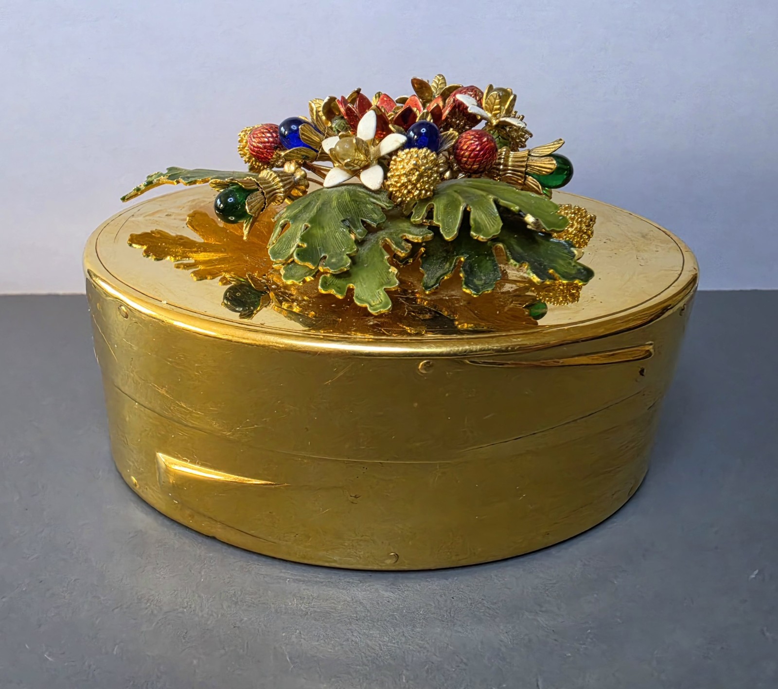 Vintage Gorham Jane Hutcheson Fleurs des Siecles Enamel Floral Trinket Box...