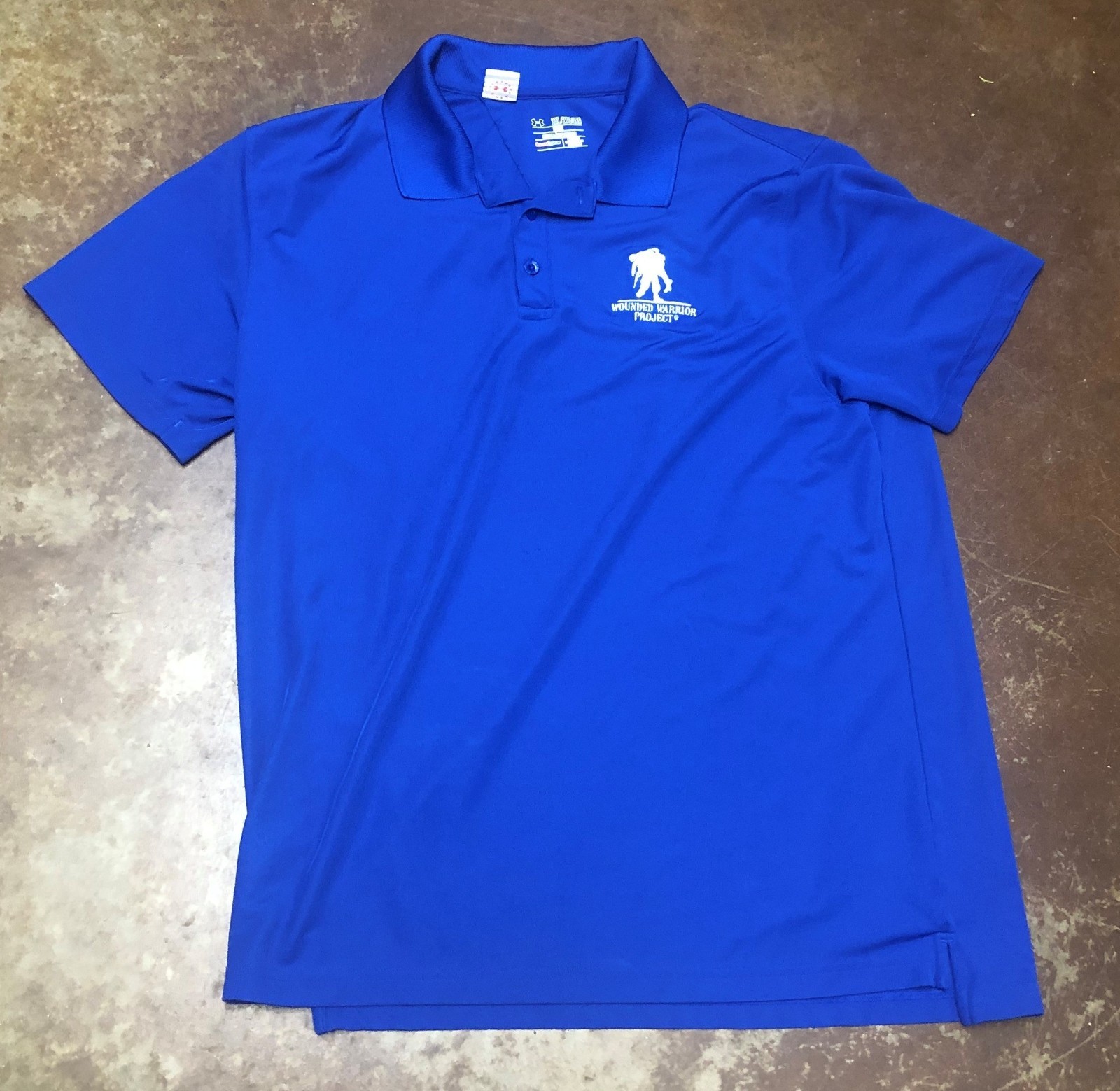 WOUNDED WARRIOR PROJECT UNDER ARMOUR POLO SHIRT ROYAL BLUE 2XL HEATGEAR LOOSE