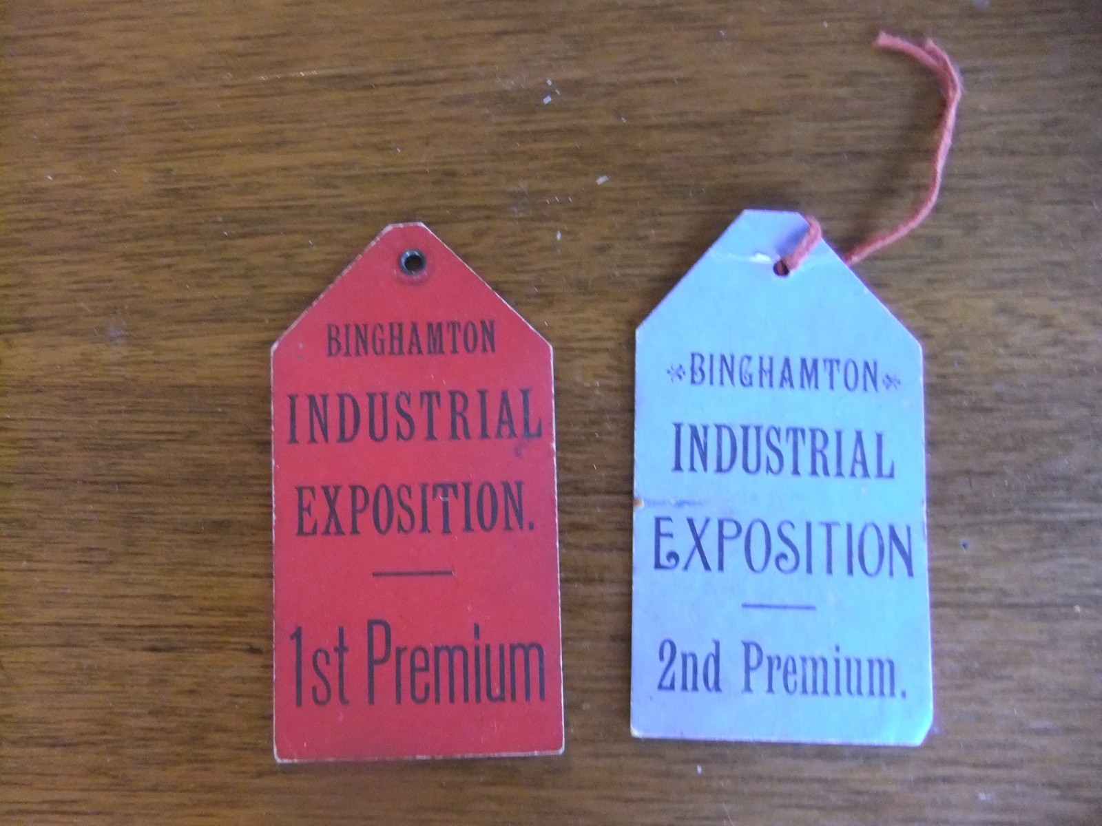 2 vintage Fair Premium Tags Ribbons Binghamton N Y Industrial Exposition 1900\'s