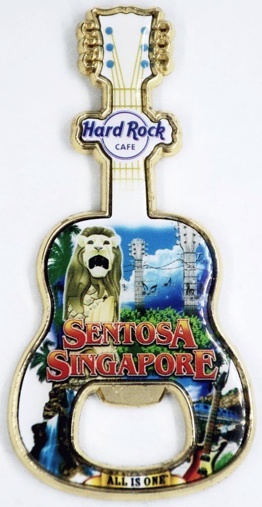 Hard Rock Cafe Sentosa Singapore Mini Bottle Opener Guitar PIN, LE 300
