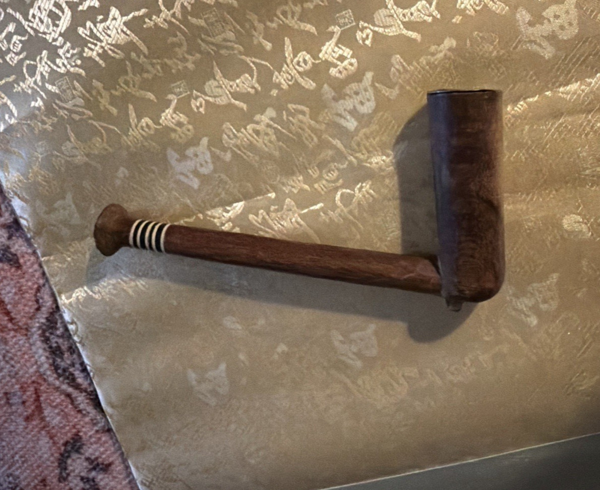 Xhosa South Africa Antique Wood Pipe Tribal Art early 20th Century inlaid