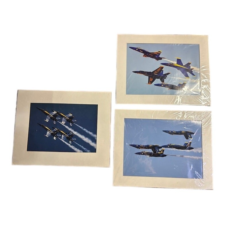 Blue Angels US Navy Jets 8 x 10 Matted Prints Set of 3 Military USA