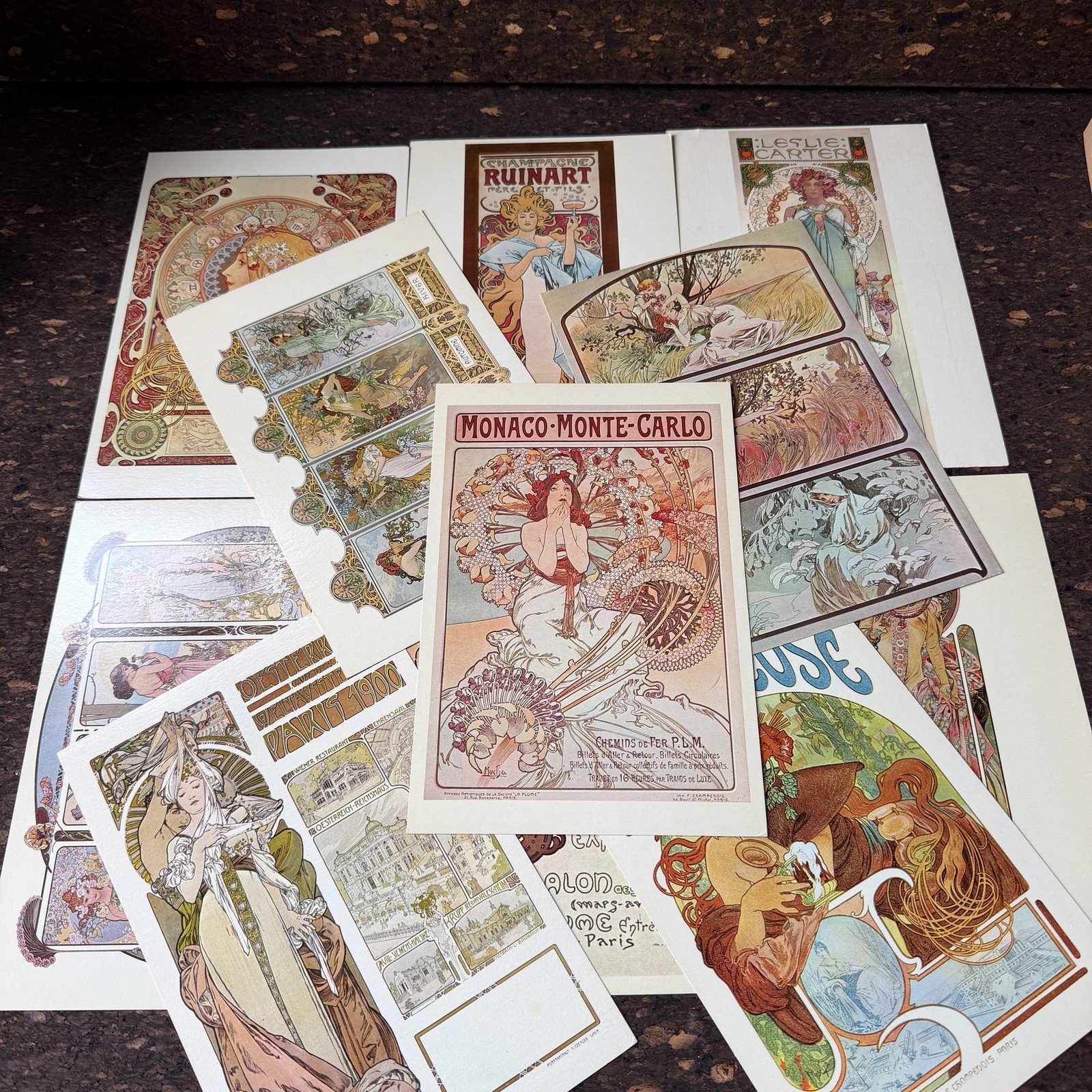 11 Vintage Sandy Val Giant Postcards Art Nouveau Mucha 1960s 9x6 Lot