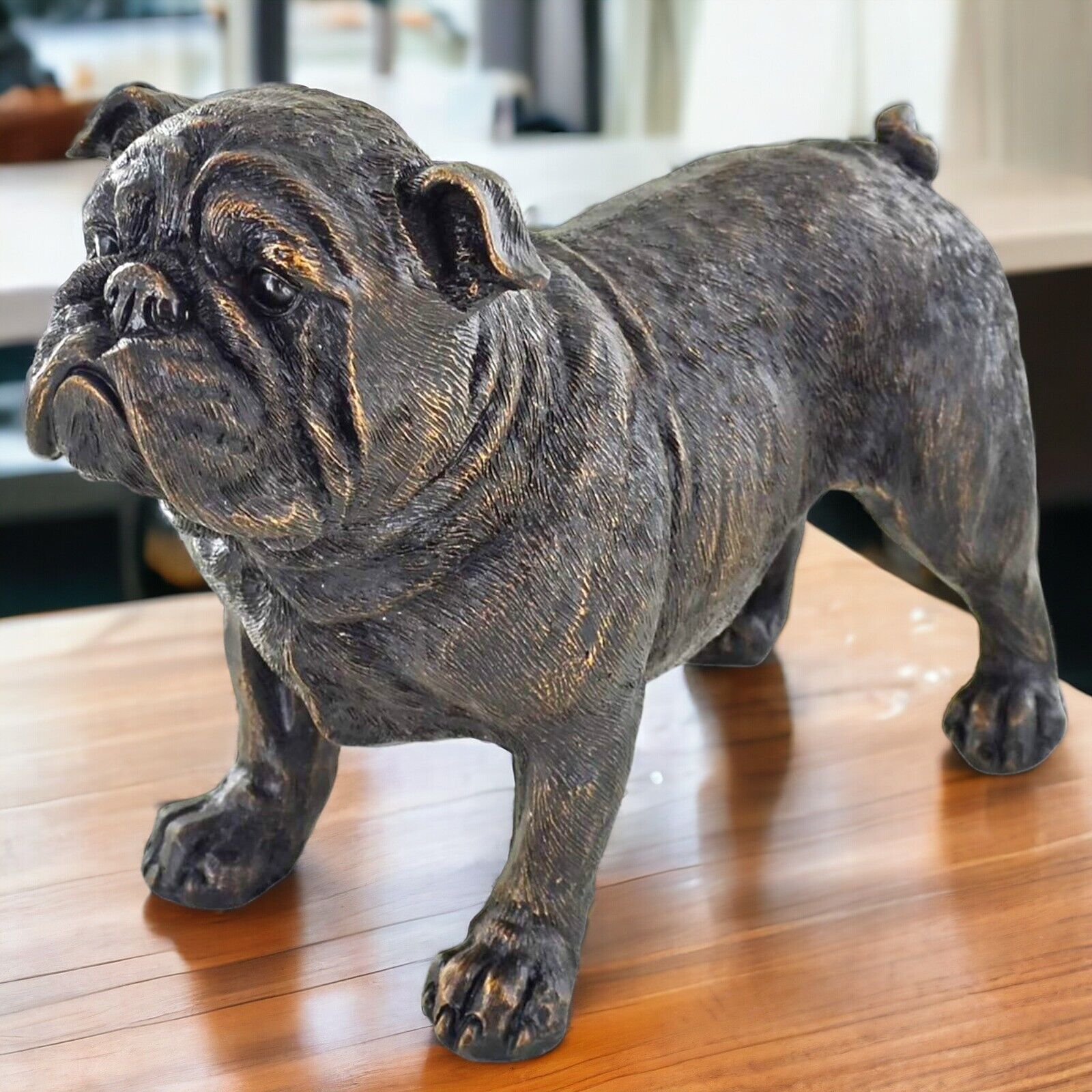 Realistic Bulldog Figurine Dog Sculpture Lifelike Pet Statue Canine Home Decor