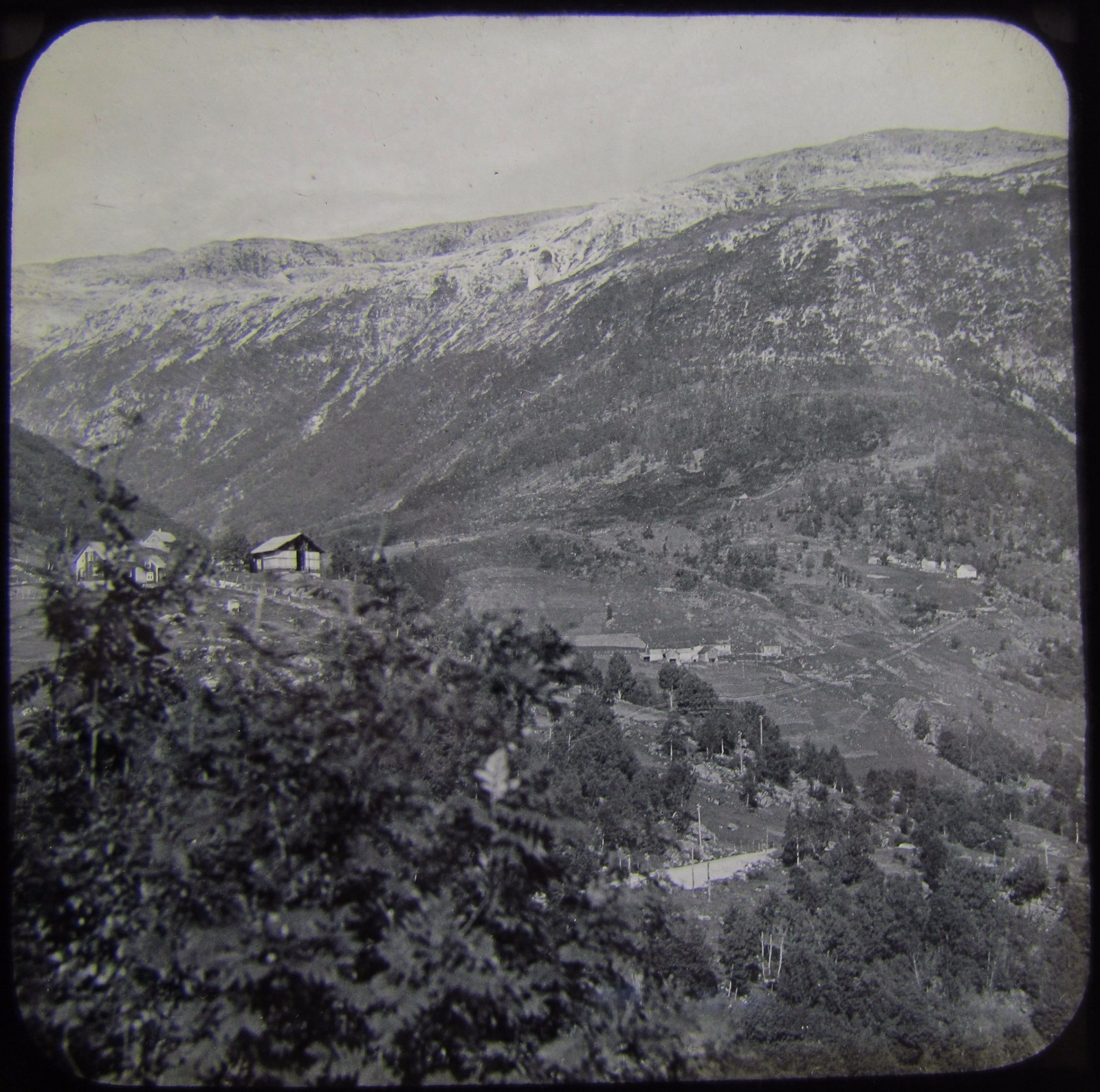 VINTAGE Magic Lantern Slide STALHEIM VIEW FROM HOTEL DATED 1934 PHOTO NORWAY