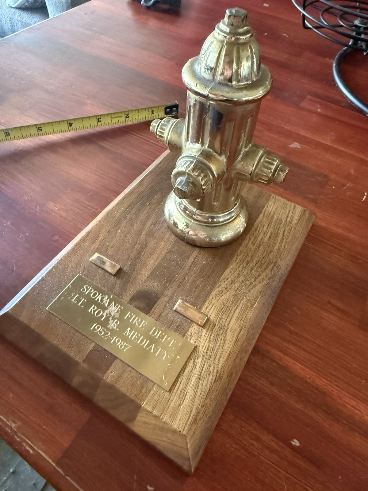 Vintage Firefighter Retirement Trophy 5” Fire Hydrant First Responder Plaque