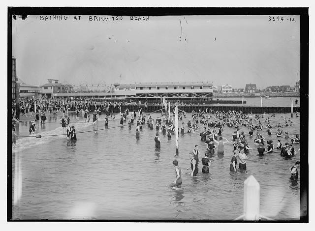 Brighton Beach Brooklyn NY 1900s Bathing Swimmers Bathing Suits Water