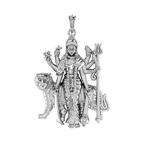 Sterling Silver (92.5% purity) Goddess Durga Maa Pendant for Men & Women
