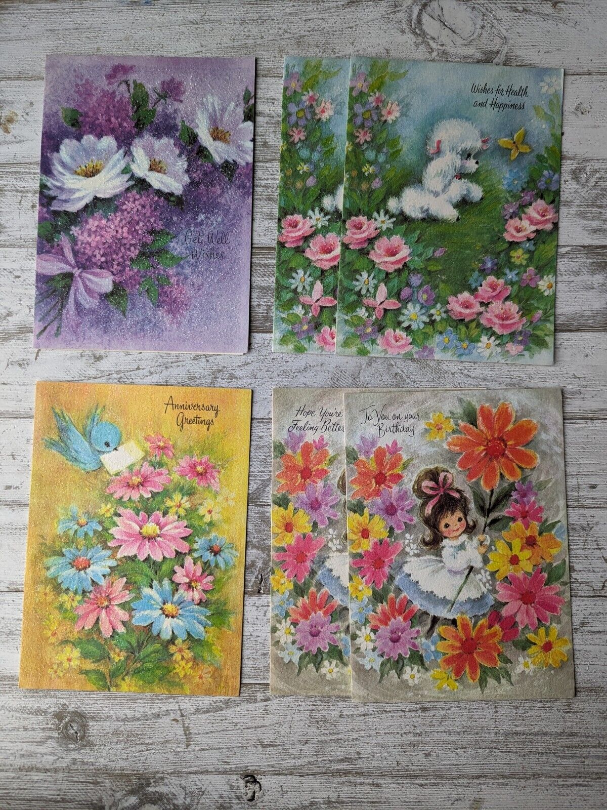 Box Of Unused DeLuxe Famous Glitter Greeting Cards. Sunshine Poodles Kittens 12