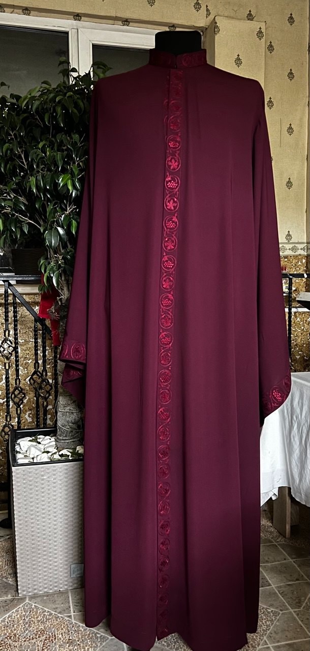 Burgundy orthodox ryassas with embroidery on the side - Orthodox ryassas