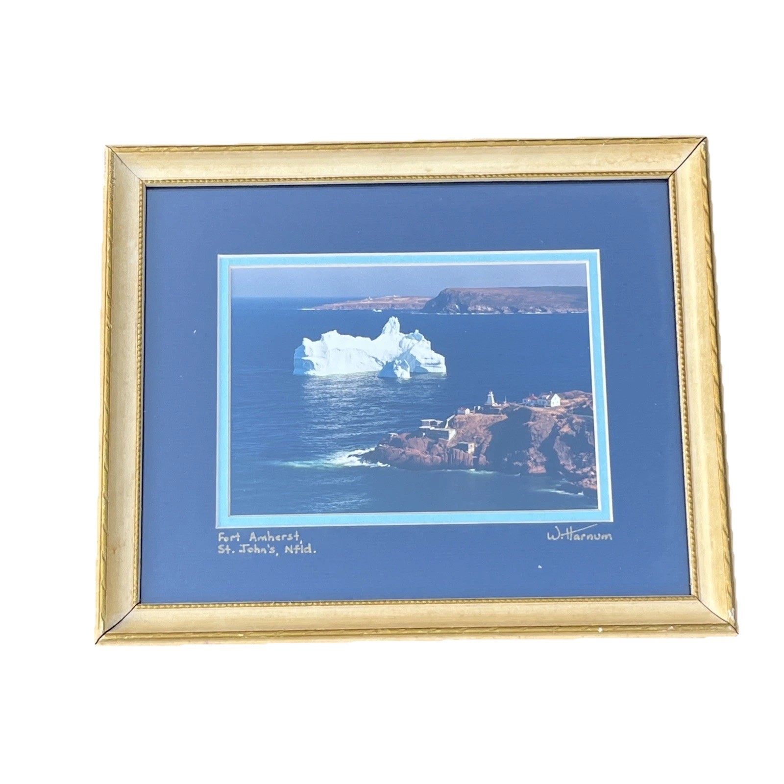 W.Harnum Fort Amherst St. John’s Iceberg Framed & Matted Photo Print “11 x”9 VTG