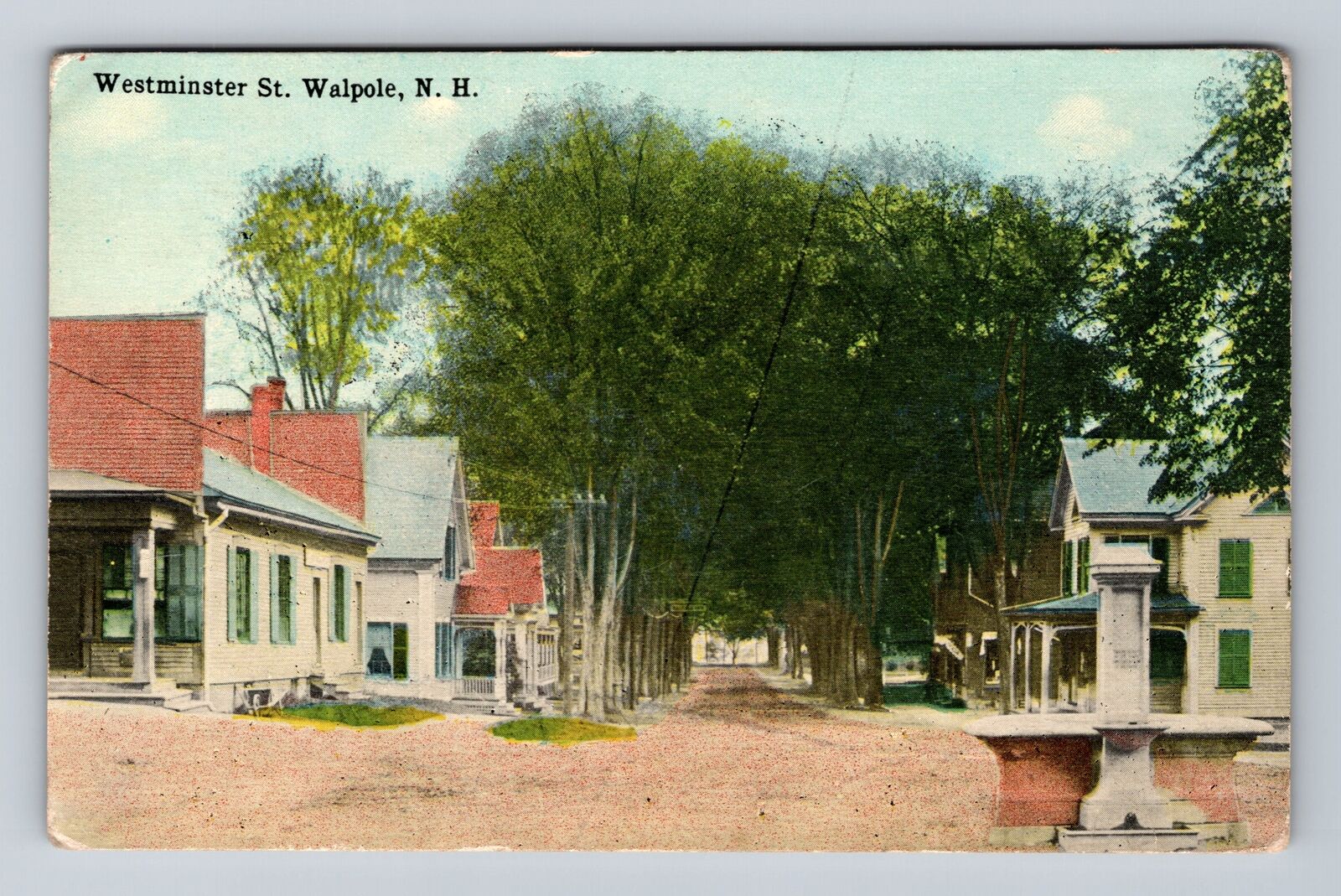 Walpole NH-New Hampshire, Westminster Street, Advertise, Vintage c1921 Postcard
