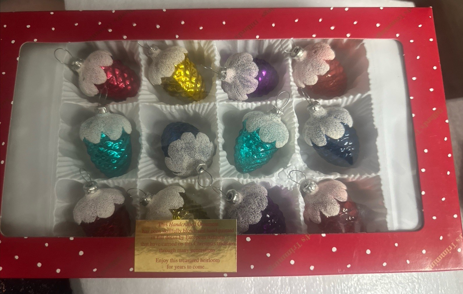 Dillards Trimmings Christmas Tree Ornaments Pinecones Set 12 Pieces Hand Blown