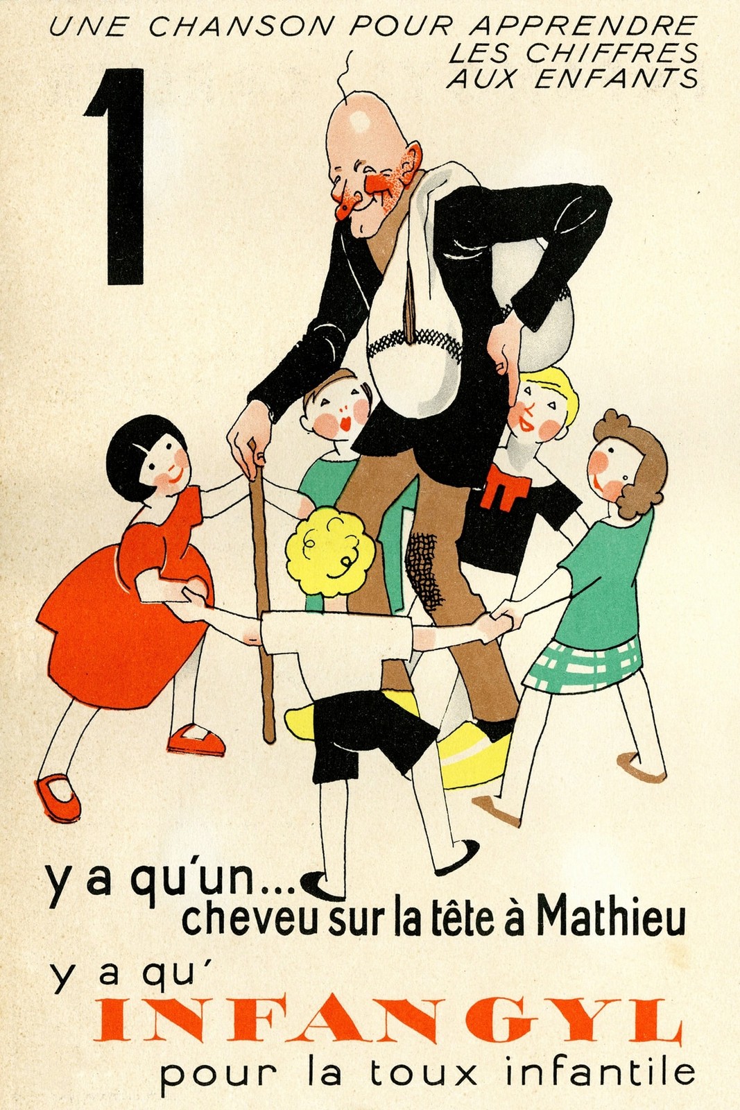 🎨 Retro French Children's Song Poster - Learning Numbers (1930s) - 24x36” -