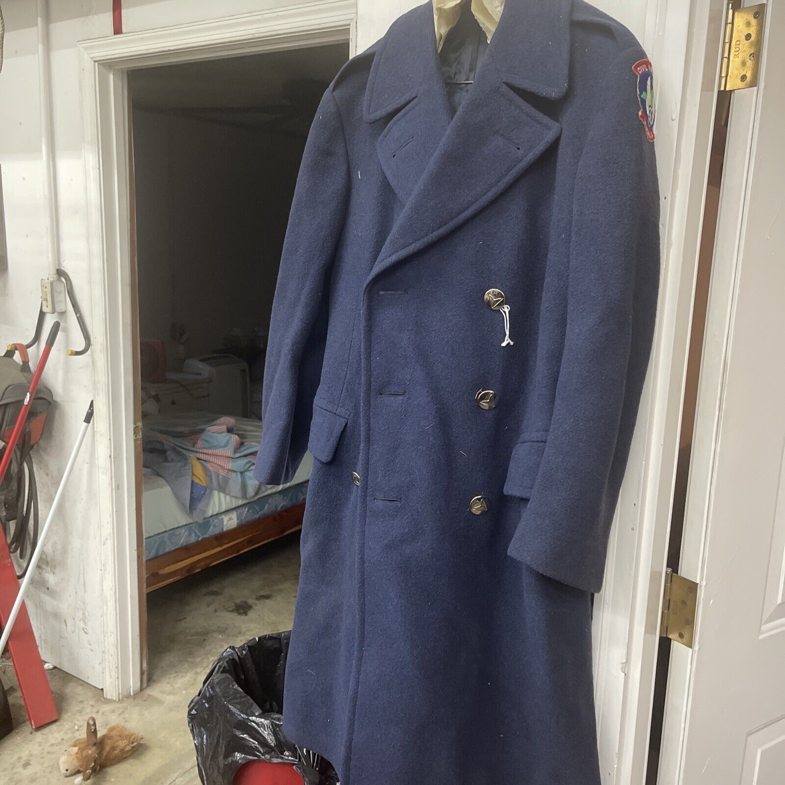 Vintage U.S. Military Air Force Men's Blue Trench Coat Overcoat Size 38R