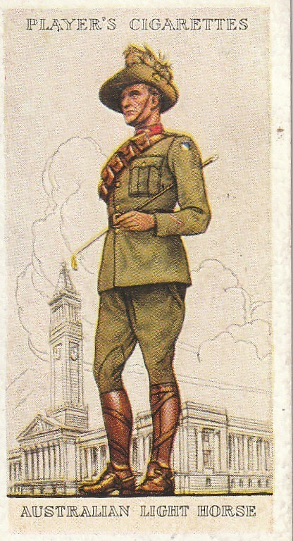 PLAYER TOBACCO CARD - BRITISH MILITARY UNIFORMS - AUSTRALIAN LIGHT HORSE