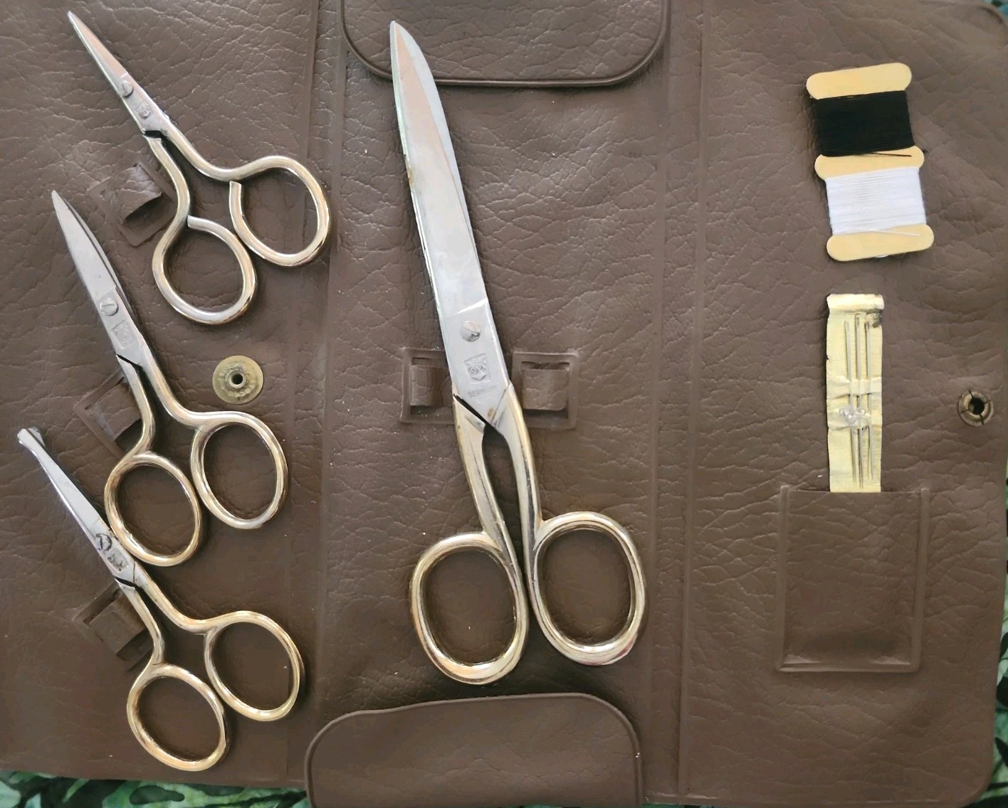German Made Sewing Embroidery Scissor Set In Case, Double PALMS, Manicure