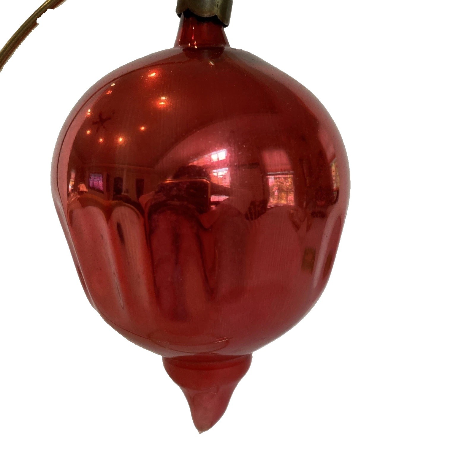 VTG pre WWII Blown Glass Fluted PARACHUTE DROP Christmas Ornament HEIM