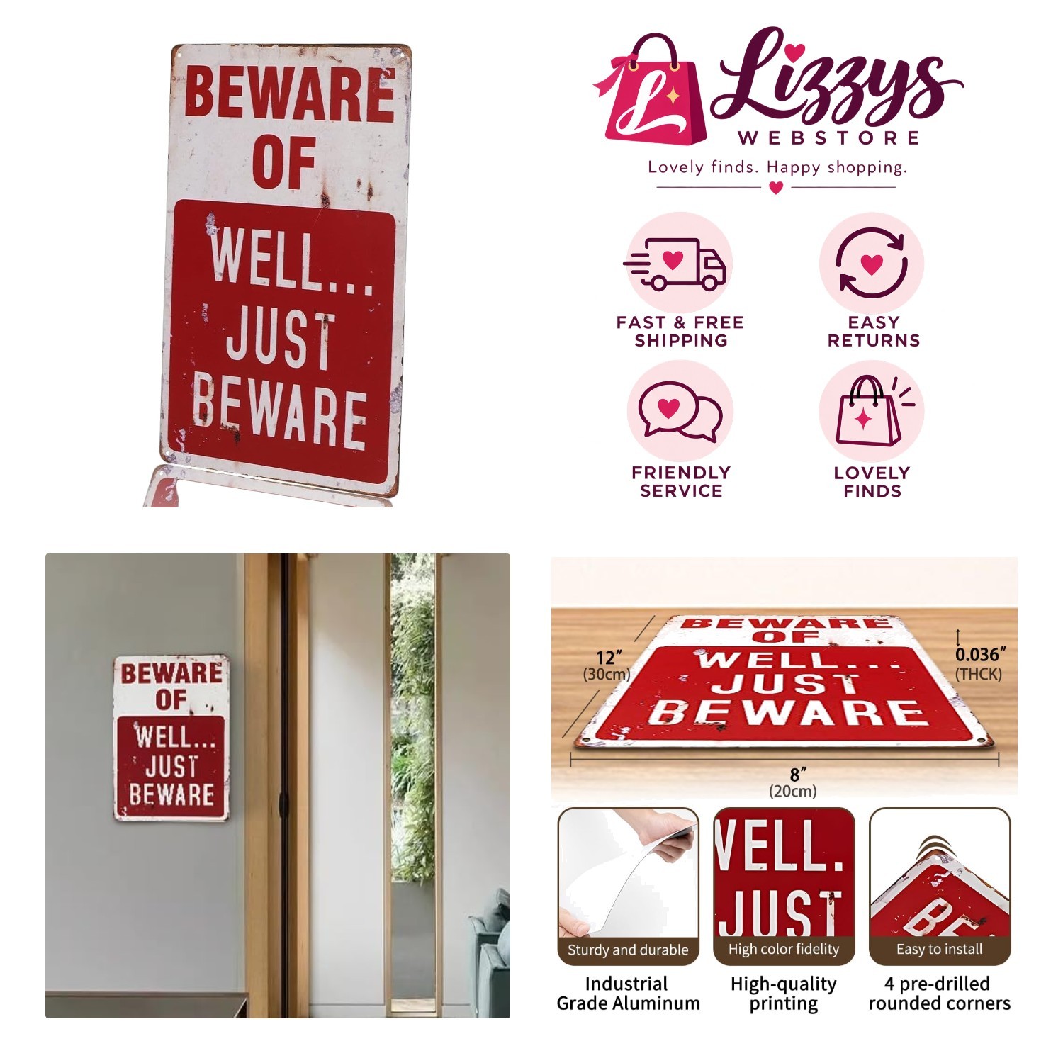 Unique 8x12 Vintage Tin Garage Wall Art - Lightweight and Weather-Resistant