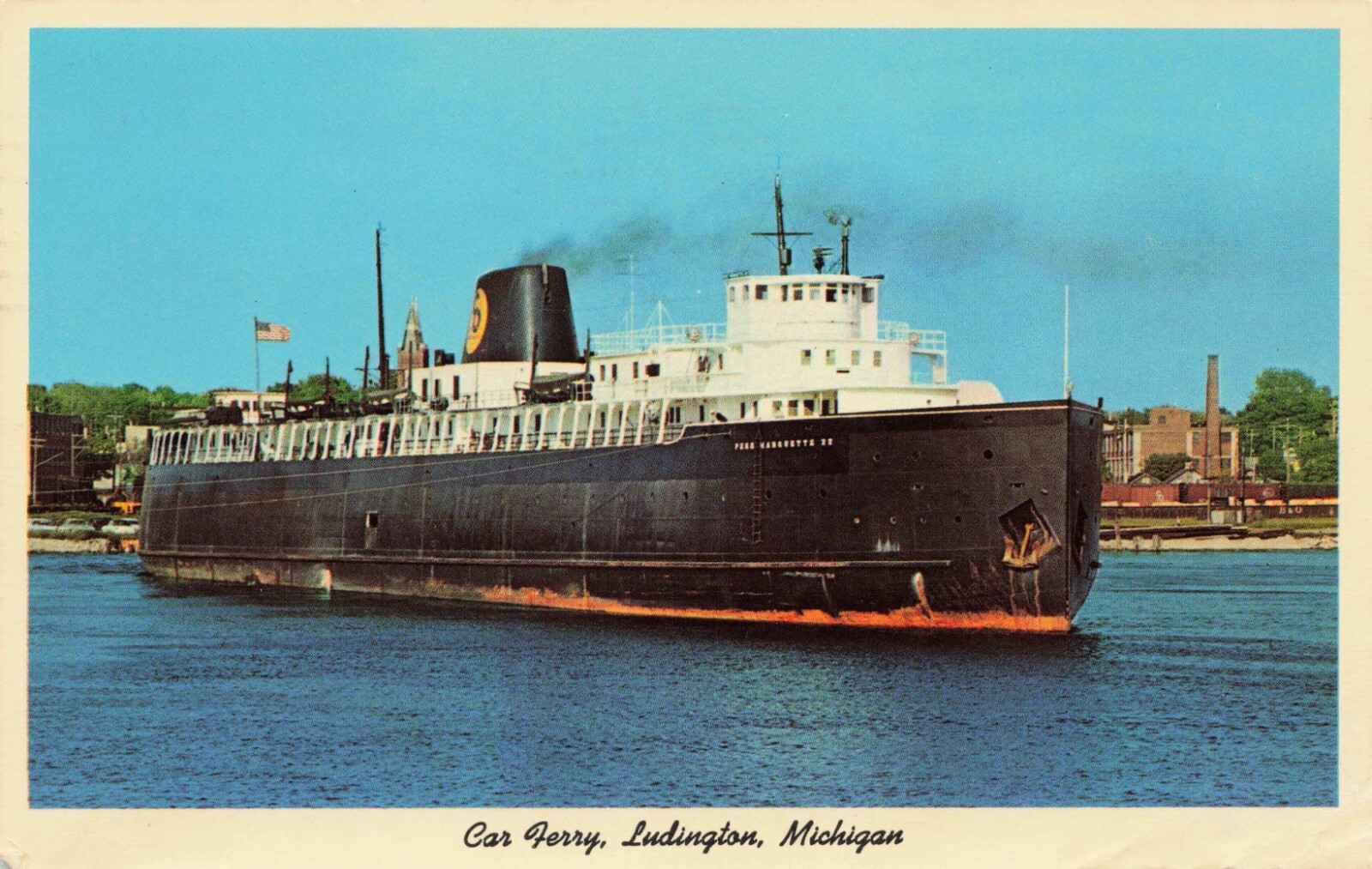 Vintage 1968 Car Ferry Ludington Michigan Postcard