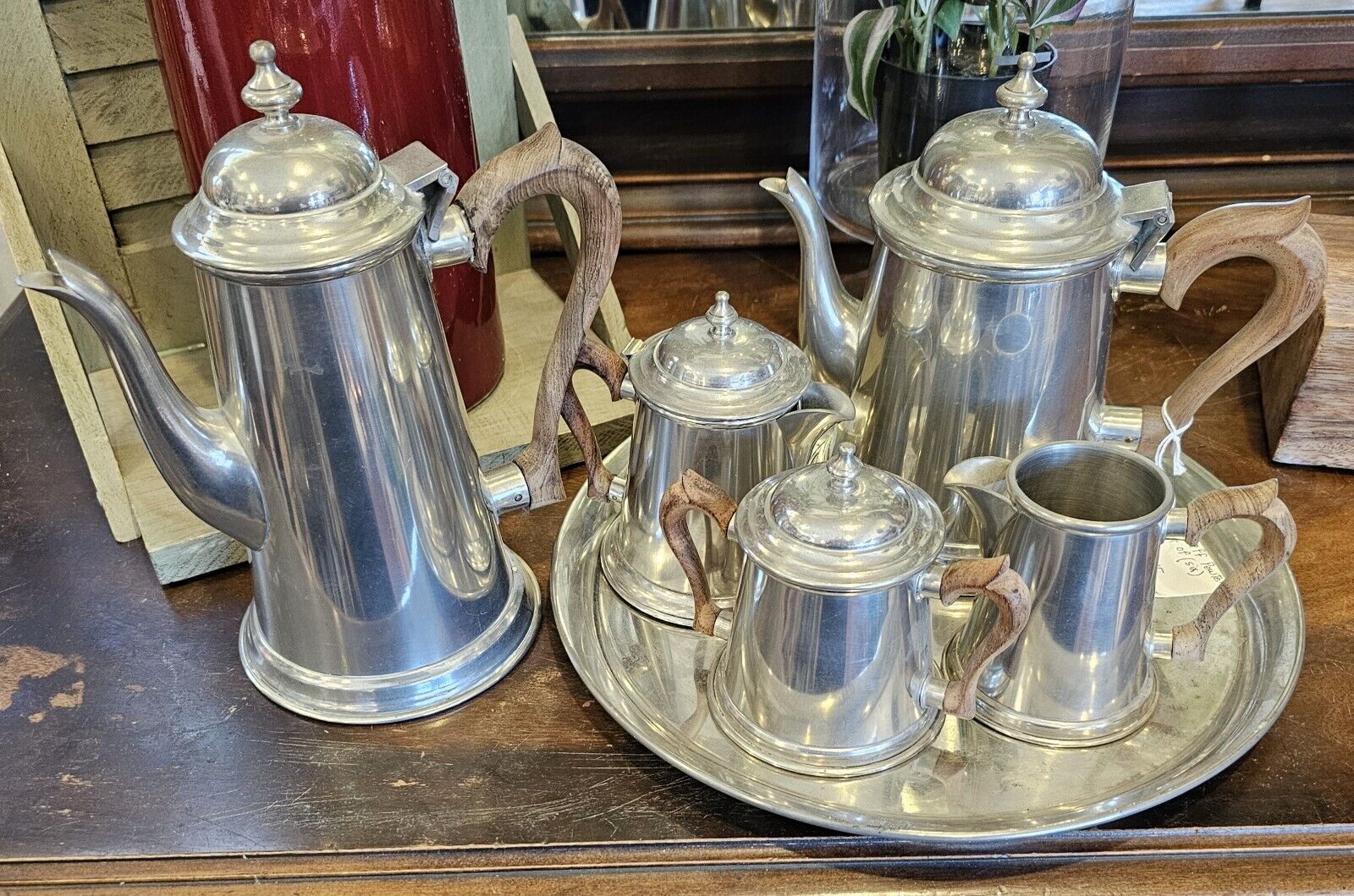 Vintage Kirk Stieff Pewter - Traditional Colonial 6pc Coffee / Tea Pot Set