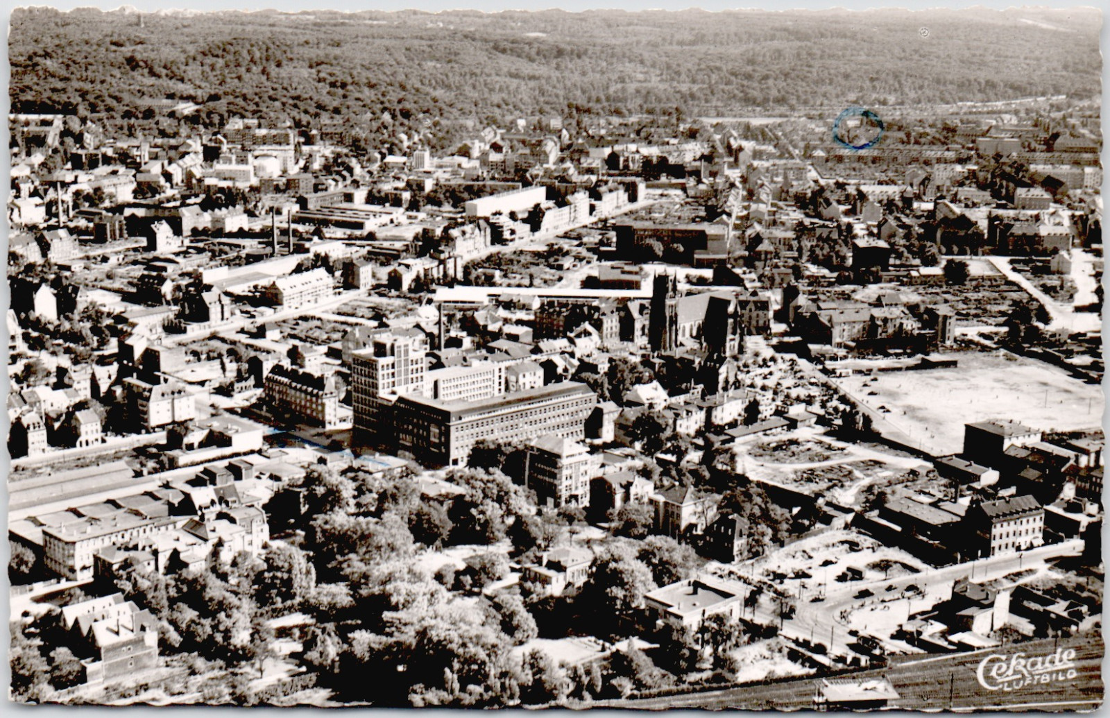 Germany Duisburg 1956 Aerial City Factories Buildings Real Photo RPPC Postcard