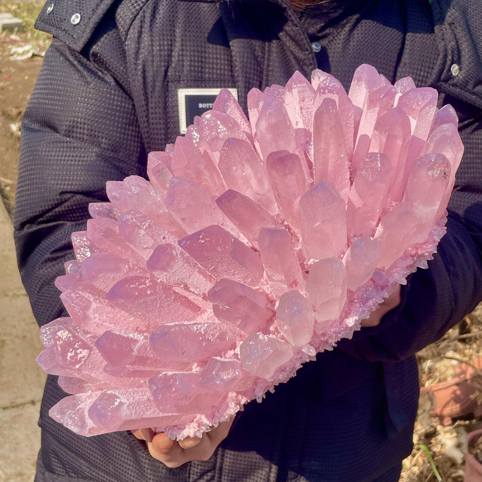 20LB New Find Pink Phantom Quartz Crystal Cluster Mineral Specimen Healing