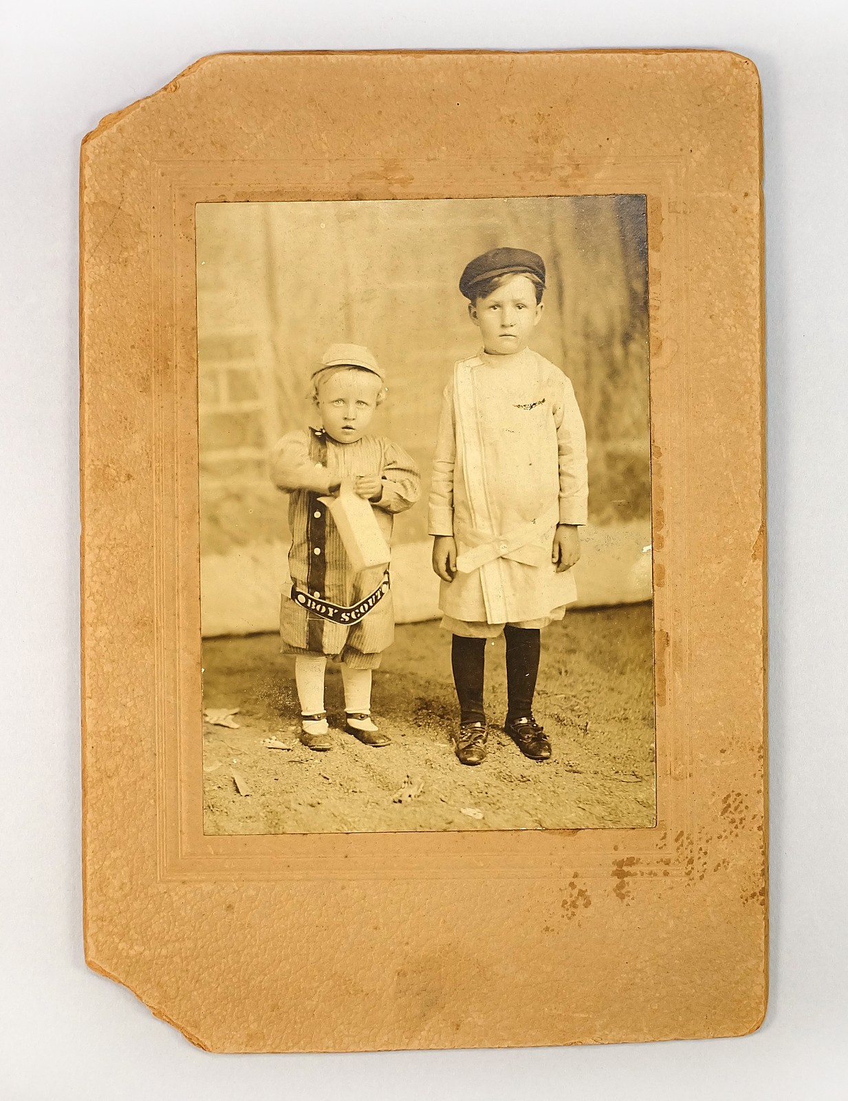 1910-1915 Antique Photograph of 2 Boys – One Eating Cracker Jack Popcorn?