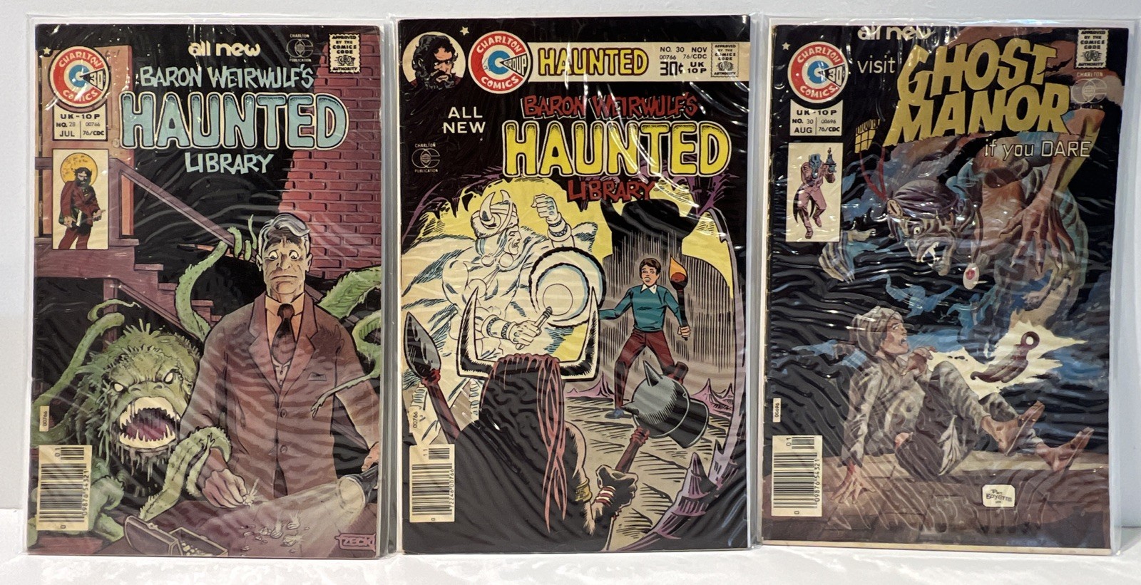 BARON WEIRWULF'S HAUNTED LIBRARY 28 & 30 GHOST MANOR 30 CHARLTON COMICS LOT OF 3