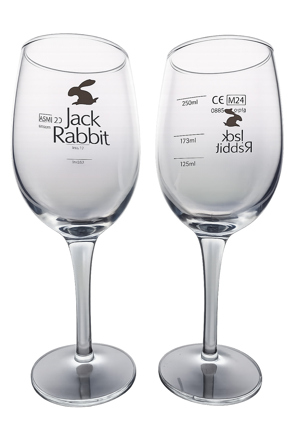 2 x Jack Rabbit Wine Glasses - Wine Glasses with measurement Lines Jack Rabbit