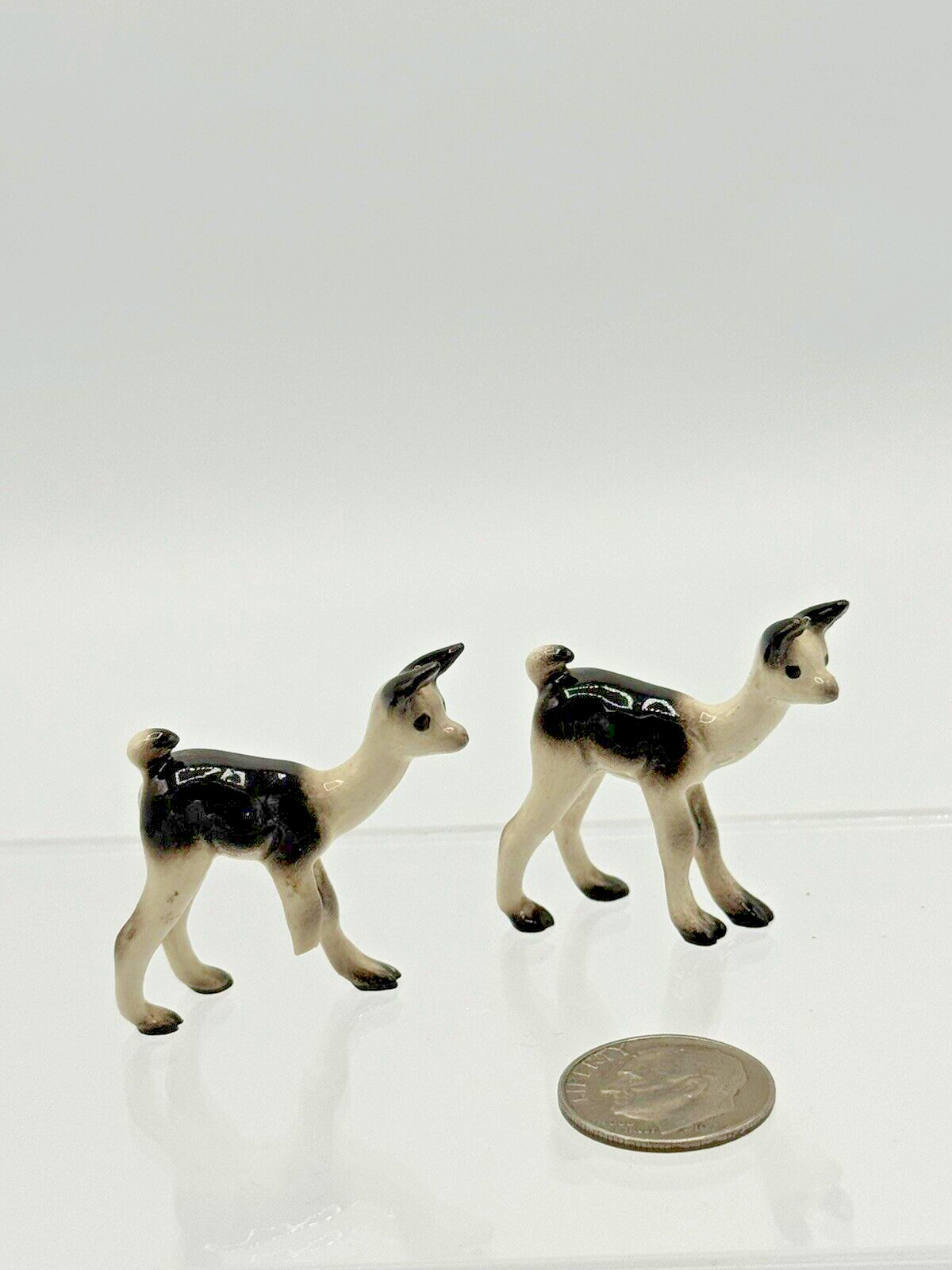 TWO Retired Rare Hagen Renaker Miniature Baby Llama Figurine Vintage Collectable