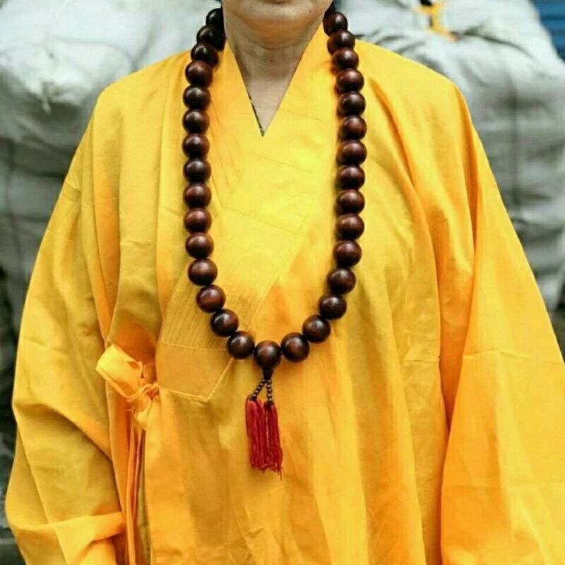 Natural Wood Red Buddha Prayer Beads 30mm*36 Shaolin Temple Monks Blessing Gift