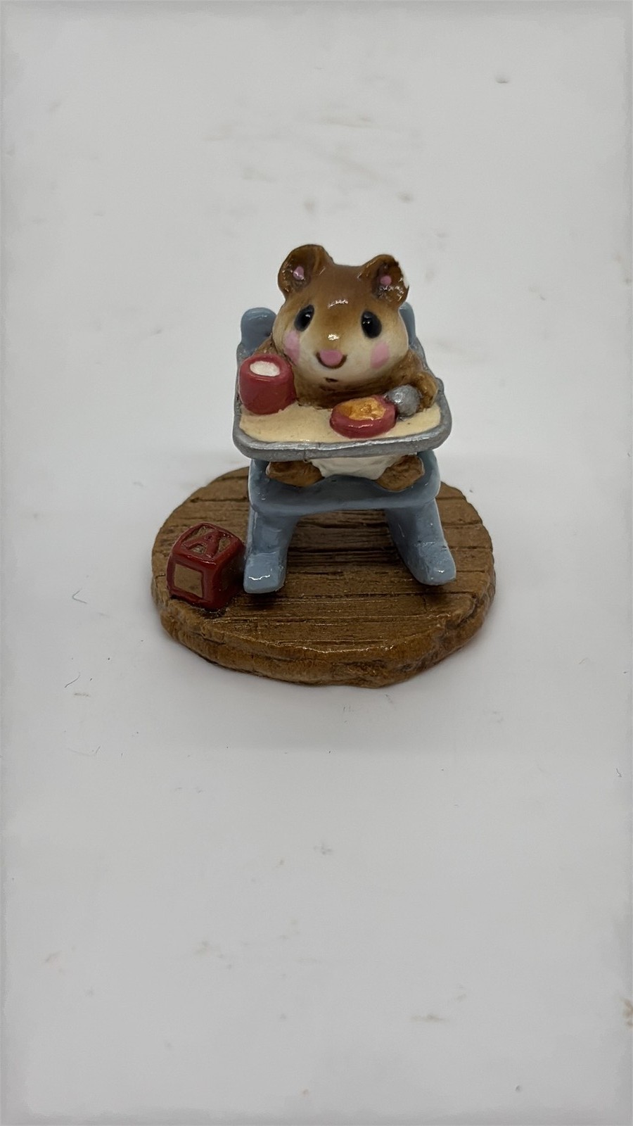 Vintage 1983 William Petersen Mouse in Highchair Figurine