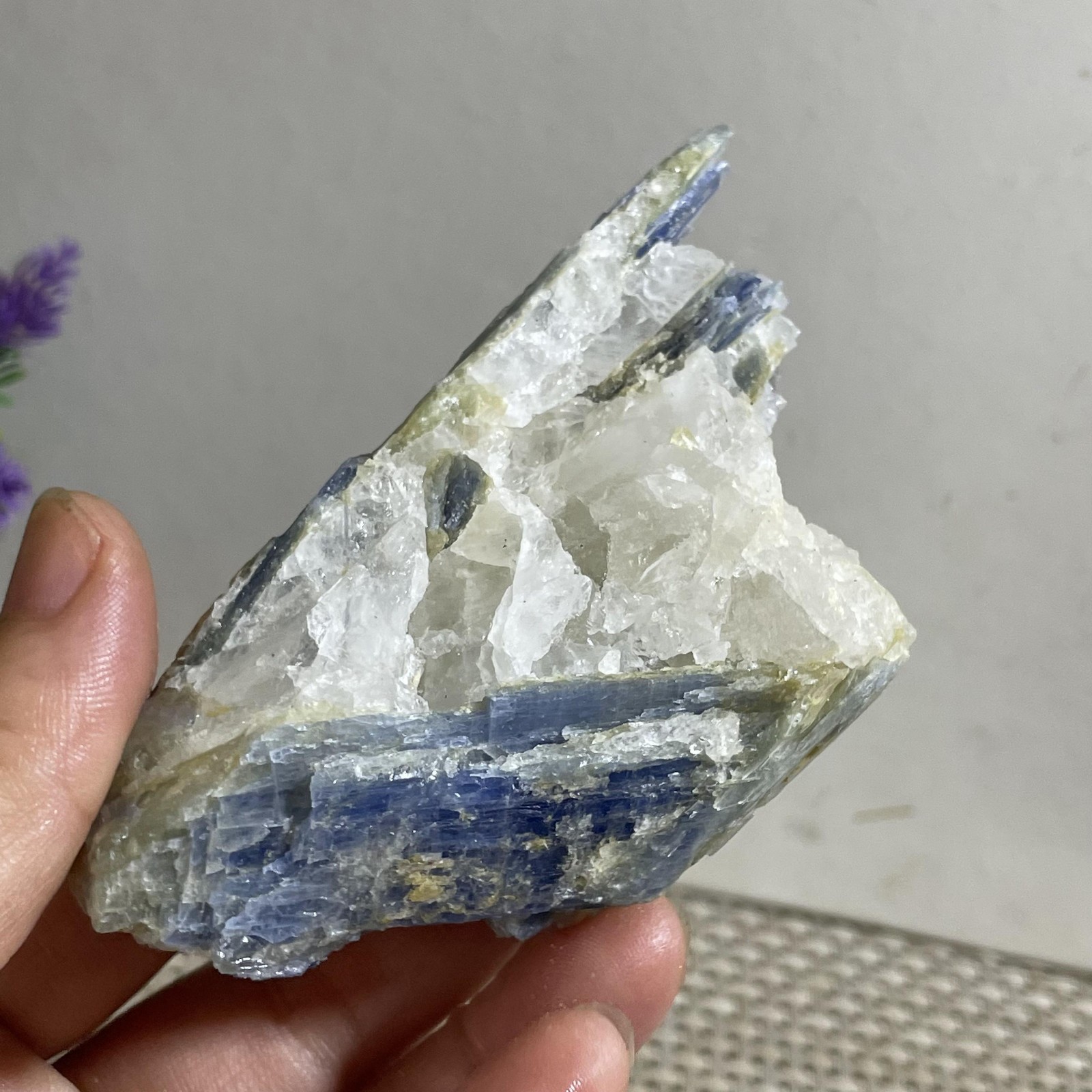 156g Rare Natural beautiful Blue KYANITE with Quartz Crystal Specimen Rough